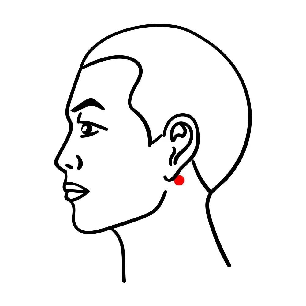 by @rainie shi    耳门穴 位置:在耳屏上切迹前方,当下颌髁状突后缘
