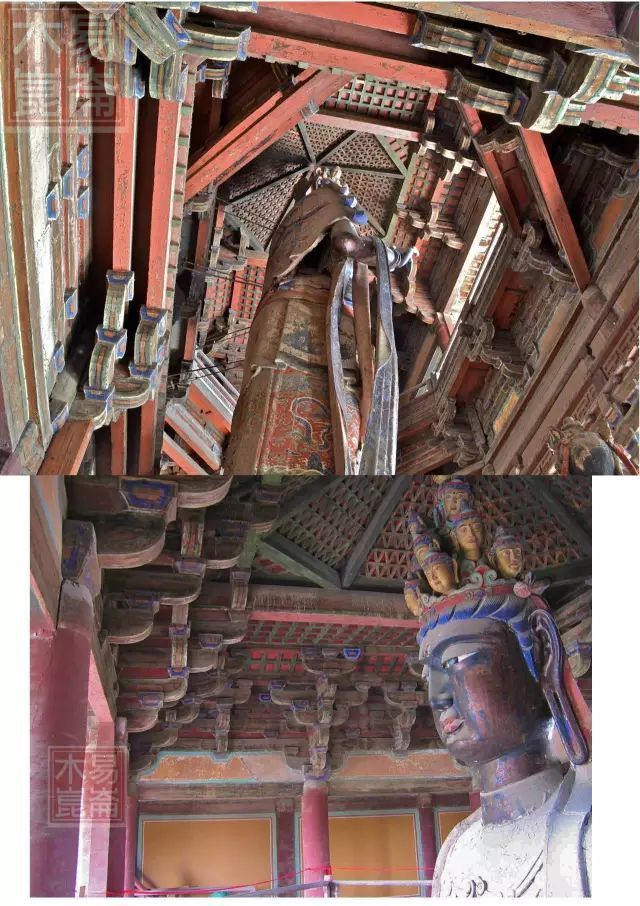 独乐寺观音阁内部的泥塑观音造像,是国内佛殿内泥塑造像最大的一尊.