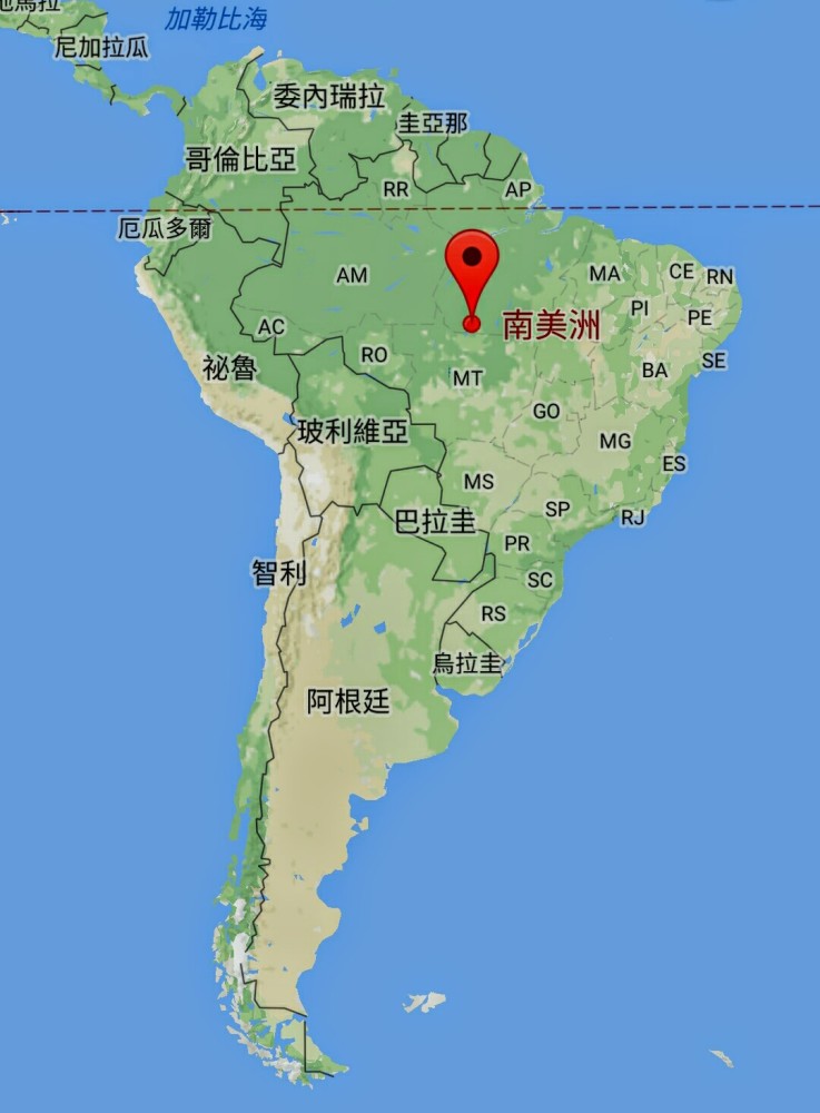 先看一下下方南美洲地图