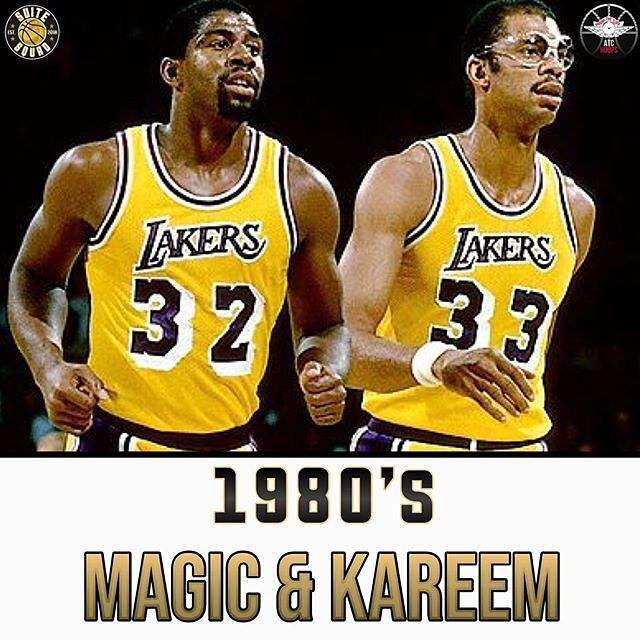 贾巴尔20年职业生涯先后曾与nba历史上最伟大的两名控球后卫合作:雄鹿