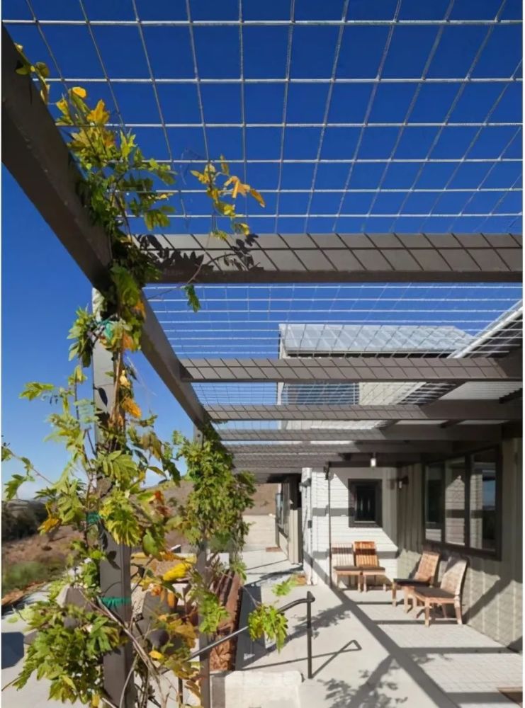 院子顶部装钢丝网,这样的凉棚更有设计感,不输玻璃棚