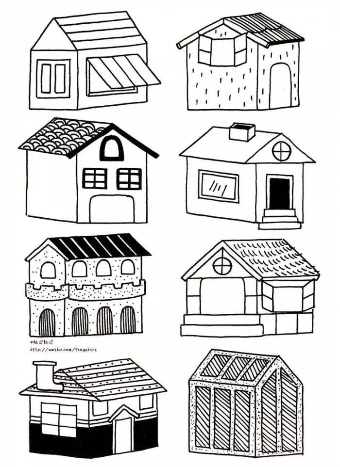 每天学一幅简笔画-房子,建筑类简笔画合集