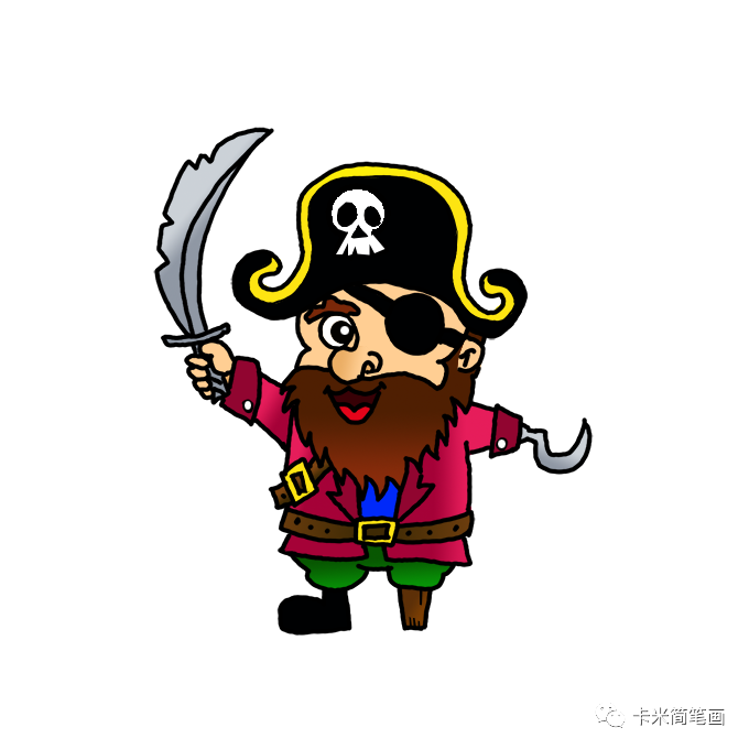 海盗人怎么画-卡通人物海盗简笔画教程