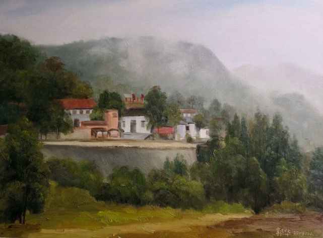 油画|脱贫攻坚决胜小康 女画家郭华美丽乡村油画作品