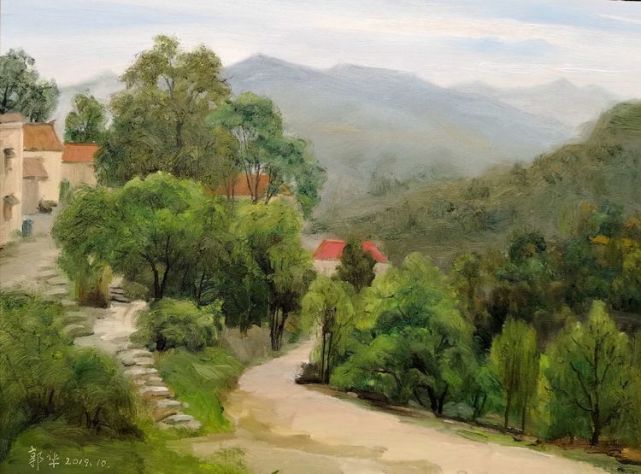 油画|脱贫攻坚决胜小康 女画家郭华美丽乡村油画作品