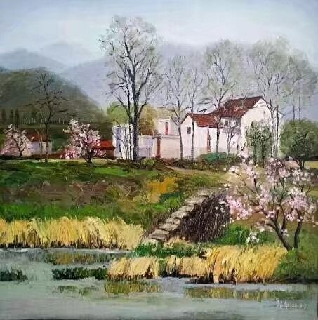 油画|脱贫攻坚决胜小康 女画家郭华美丽乡村油画作品