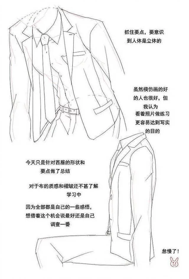 动漫男士西装的画法收藏练习吧