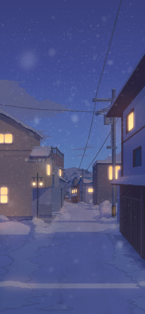 雪天动漫场景壁纸