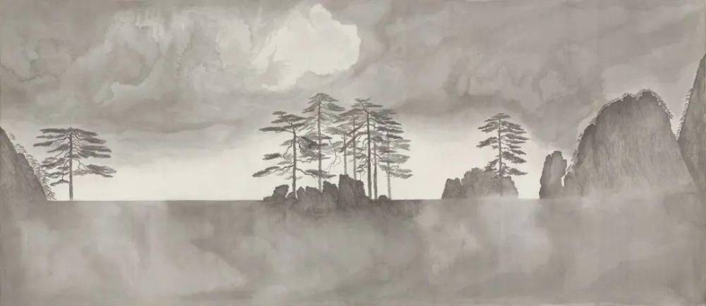 冯海涛《望岳》绢本水墨 84x193cm 2020年.