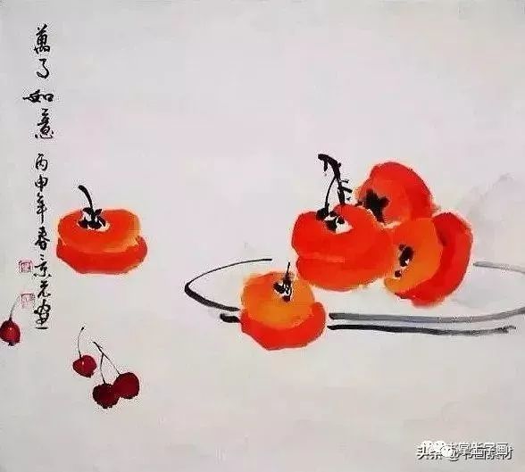 书画联盟丨赏大师国画作品中最美的红柿子