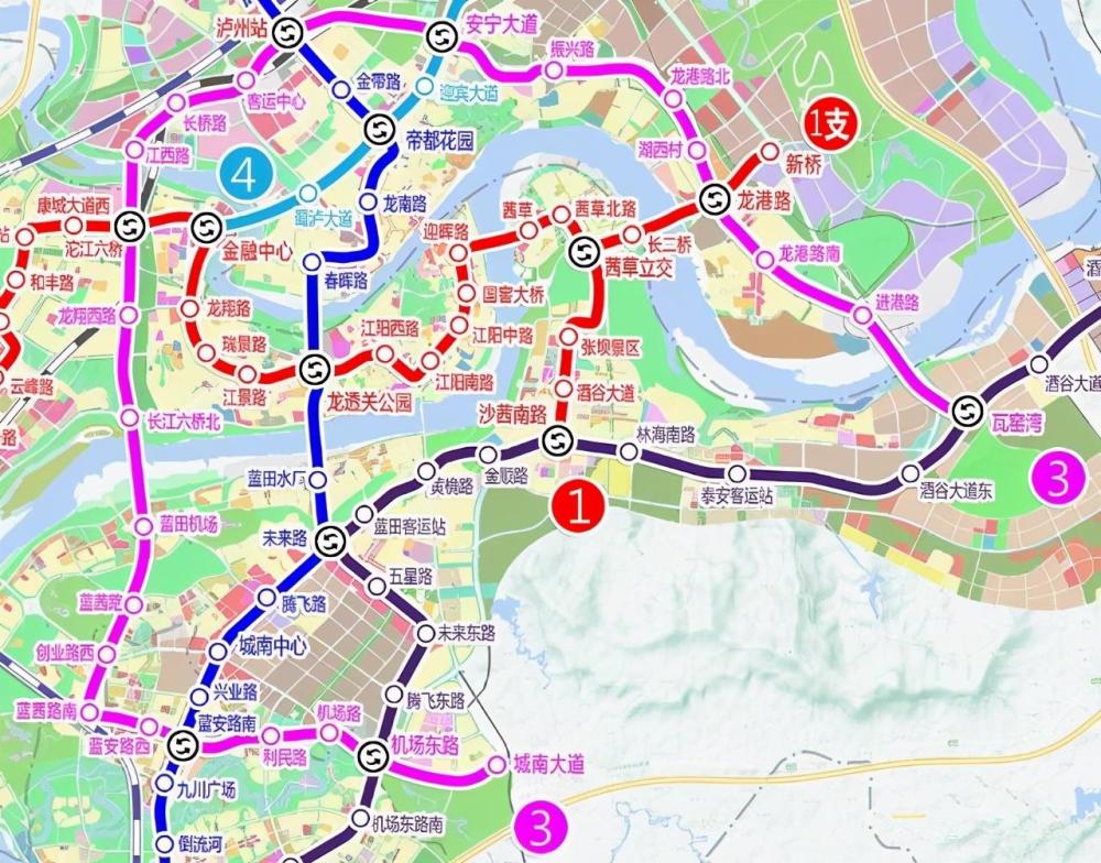 泸州市规划5条轨道交通线路和1条支线,全长201.6公里