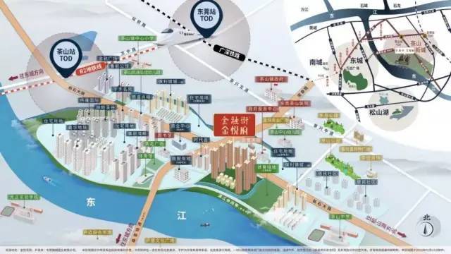 茶山新城各大项目示意图03,金融街·金悦府 东江瞰江正席!