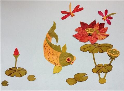 幼儿园亲子作业:树叶贴画,最后一张太有创意了,家长真