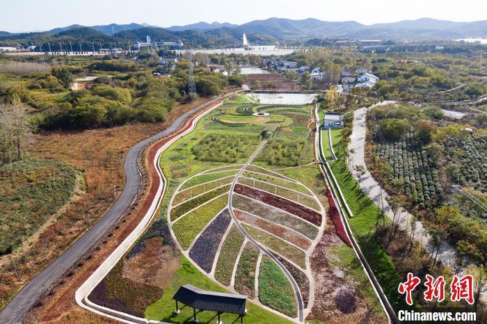 航拍南京谷里美丽乡村 山水田园展美好生活