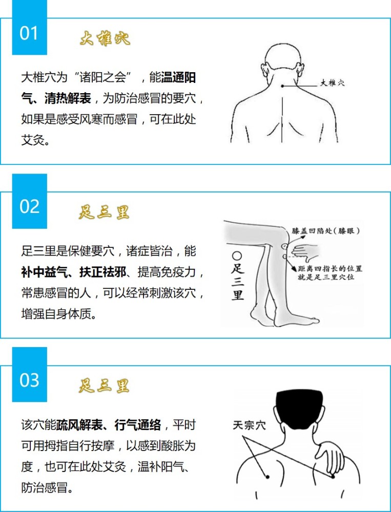 按摩或艾灸穴位,也能增强免疫力,让感冒远离你