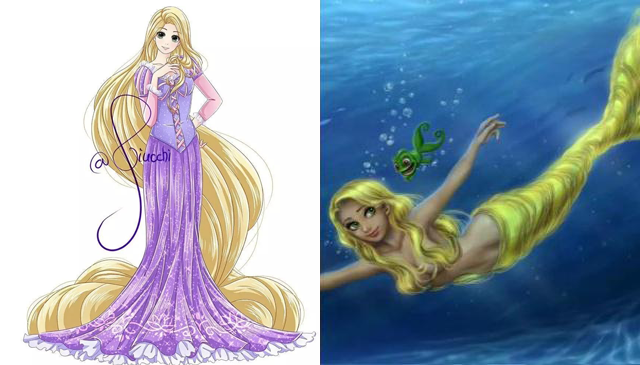 当迪士尼公主变成美人鱼,艾莎冰冻了海洋,木兰是条鲤鱼