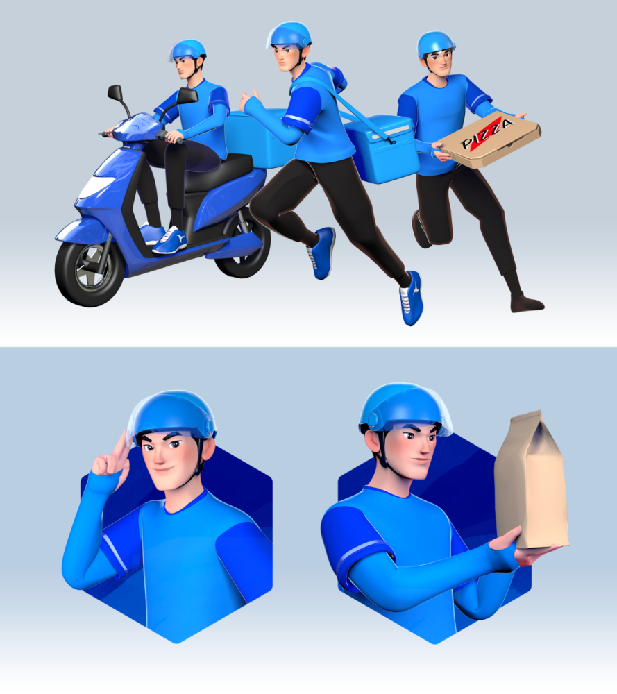 阿里设计|饿了么蓝骑士 ip 视觉设计流程大揭秘!