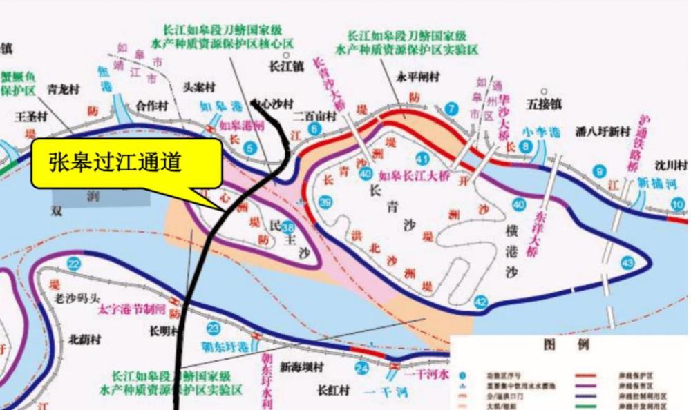 大新镇西侧,港丰公路与s259 交叉处,向北于张皋汽渡西侧进入长江,拟