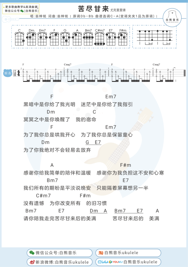 "感谢你给我 简单的陪伴和温暖〈苦尽甘来〉翁梓铭/尤克里里 吉他