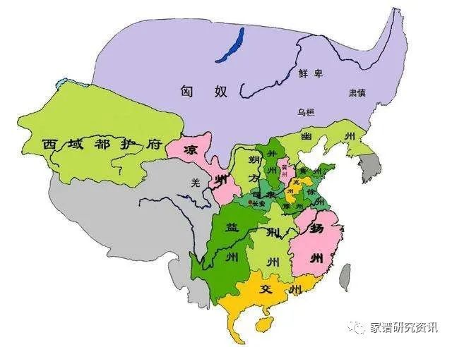 注:东汉与西汉相比,丢失了京几北部的朔州与朝鲜半岛的汉四郡(东汉的