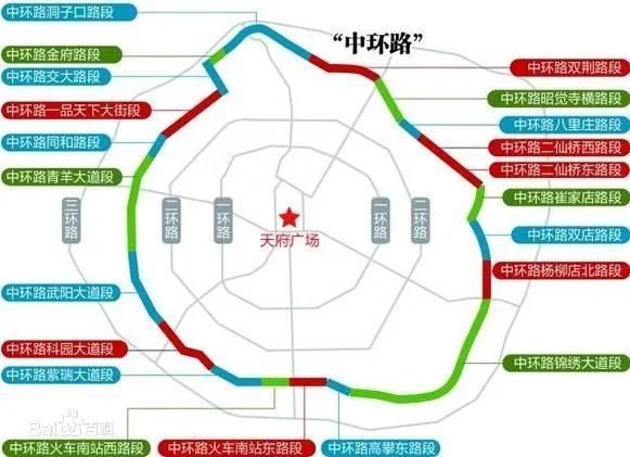 成都市民俗称的"2.5环"被整体冠名为"中环路"