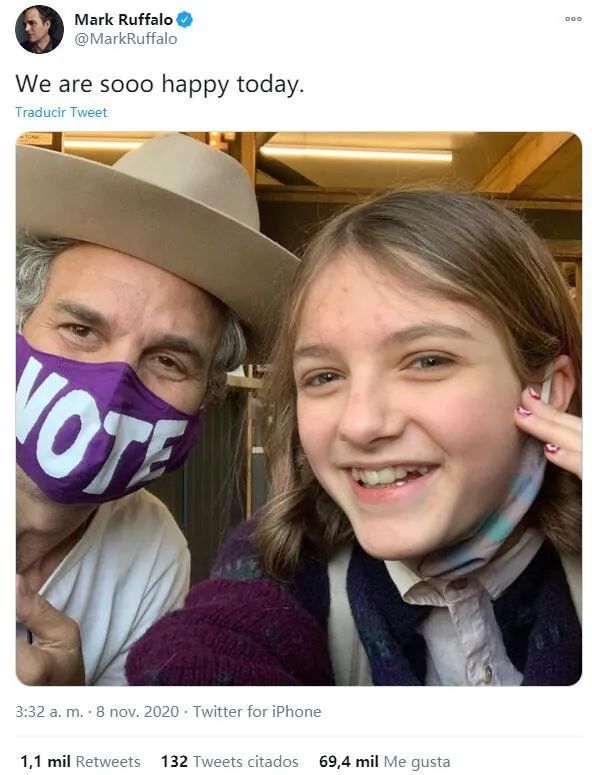马克叔(mark ruffalo)称自己今天好好好好高兴.