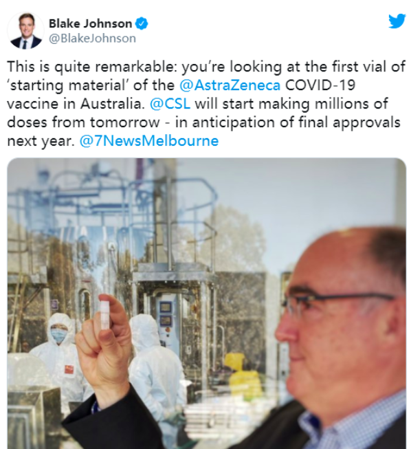 定了！澳洲本周一开始生产新冠疫苗