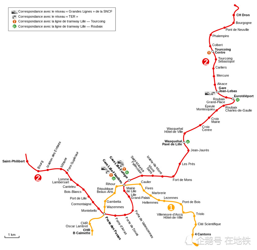 里尔地铁现由ilévia公司负责营运,路网由2条线路和和60座车站(含2个