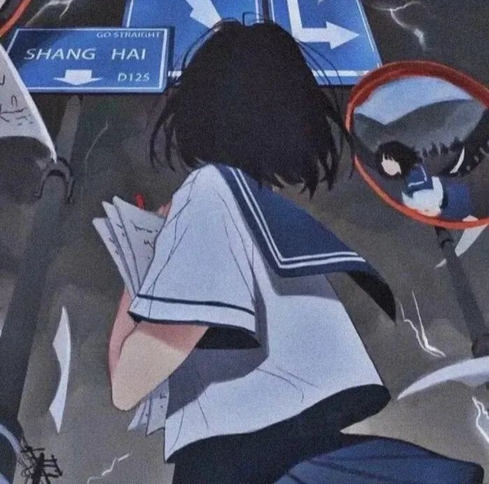 动漫女头|蓝色系手绘女生头像