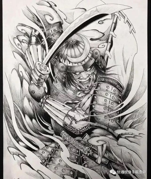 鬼武士纹身手稿 纹身手稿分享