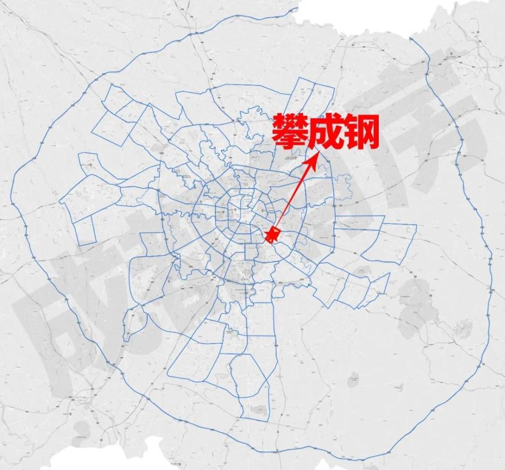 (成都有房区域板块地图) 攀成钢归属于成都市二环路以东,沙河以西