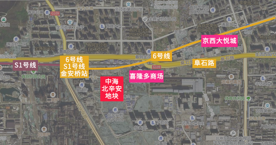 华樾国际区位图 二,石景山北辛安 673-a地块 地块同样有些历史渊源.