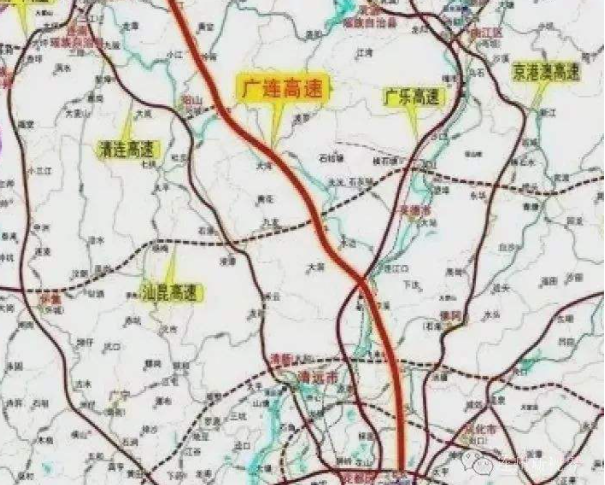 起于广州市从化区鳌头镇接佛清从高速,途经清远市清城区,佛冈县,英德