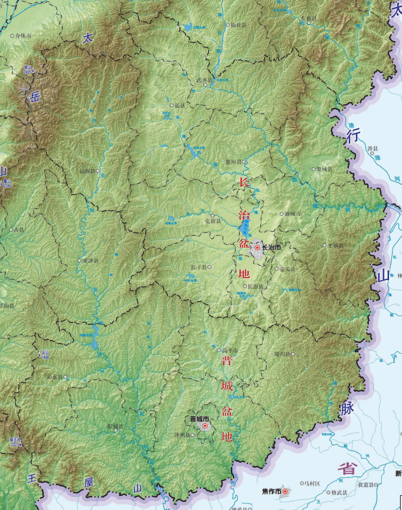 晋东南地区地形示意图