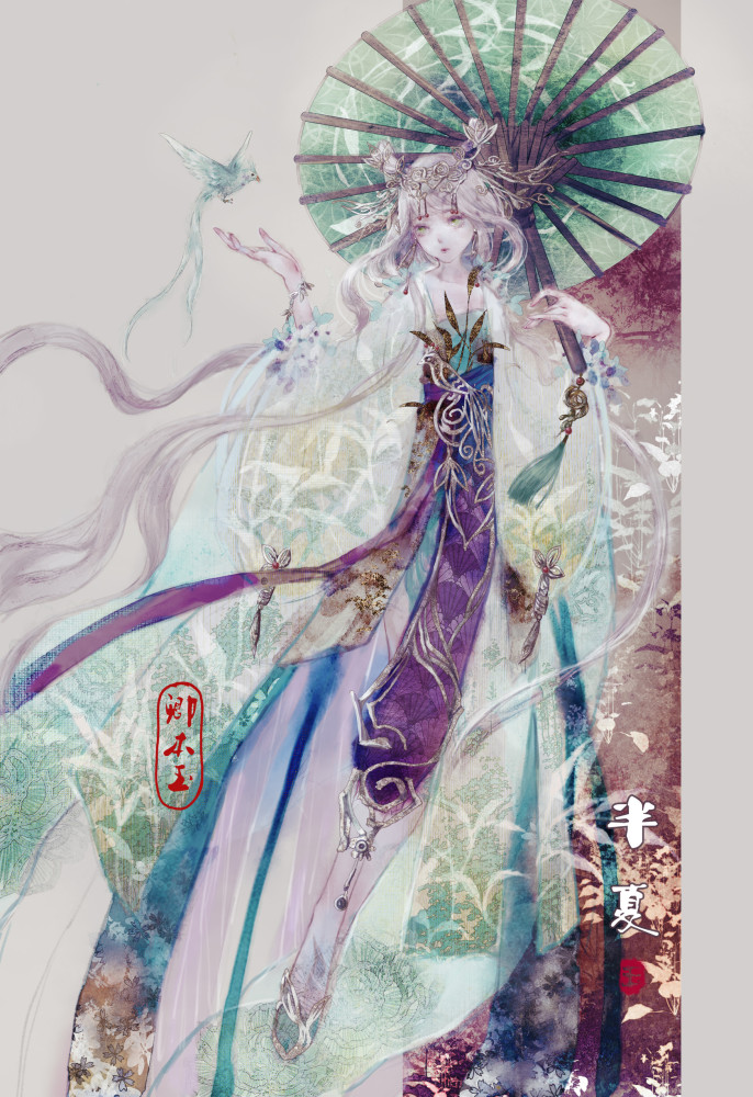 充满古风美的一组人物插画作品欣赏!造型唯美画面很有