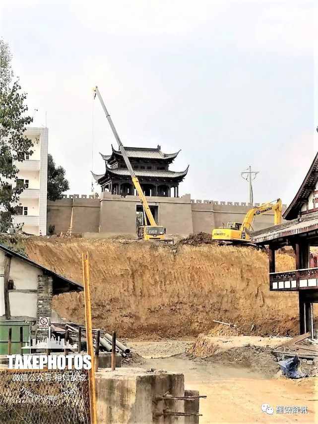 蓬安锦屏镇相如故城核心区景点建设现场