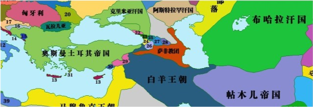 原伊尔汗国(波斯,击败了金帐汗国,同时大败马穆鲁克王朝和奥斯曼帝国