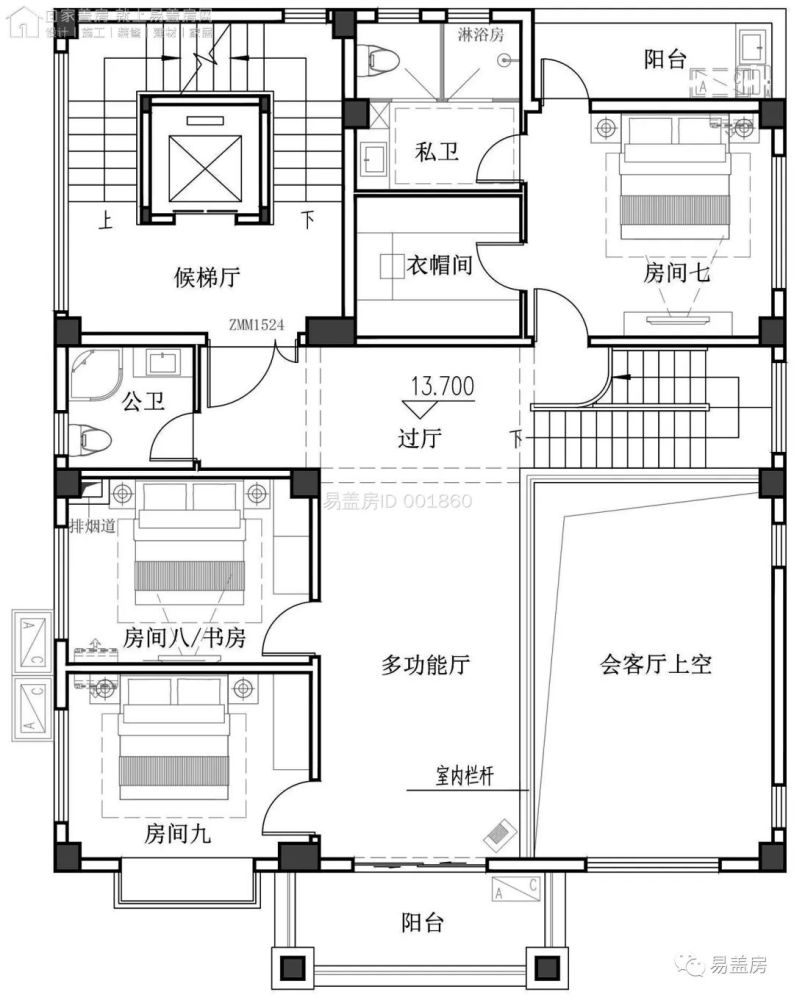 2m×16.2m,广东汕尾带电梯双套复式的新中式别墅