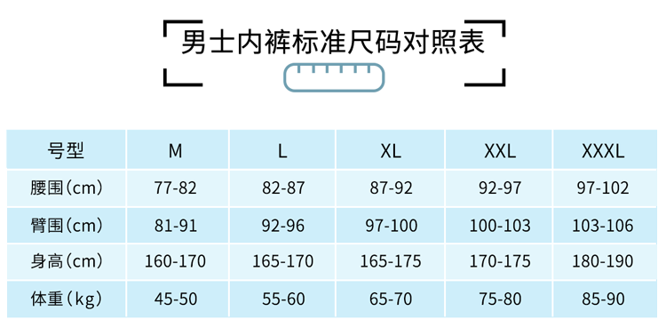 男士内衣尺码_男士内衣尺码对照表
