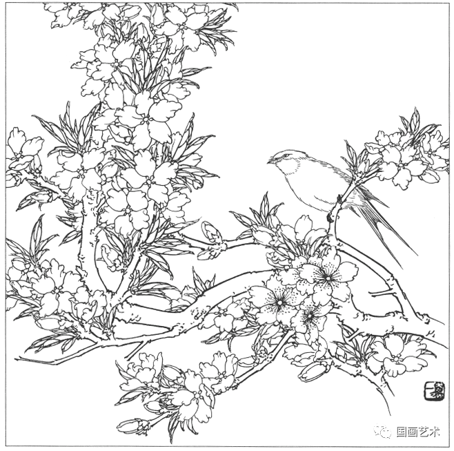 工笔花鸟白描图集好美二