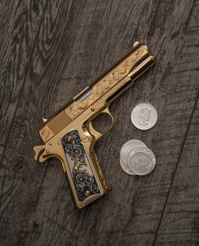 镀金雕花高清枪械美图|枪械|1911手枪|m16自动步枪|ak74