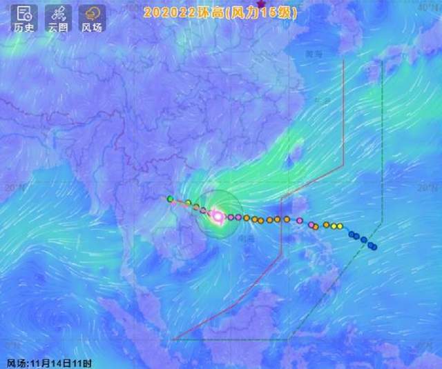 11月14日11时环高风场分布图