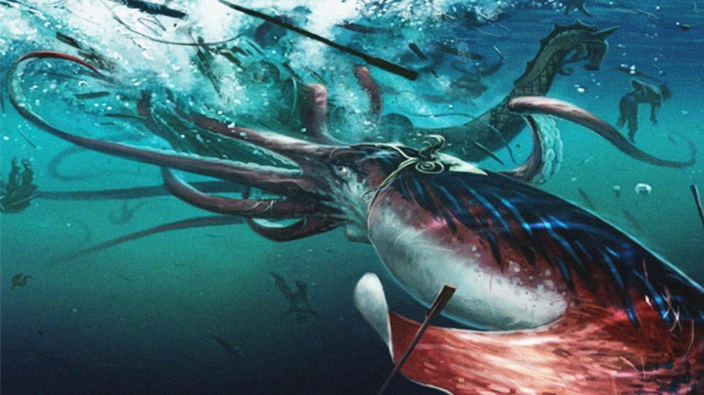 30米的超级海怪捕食鲸鱼,攻击船只?原型其实是深海的大王乌贼