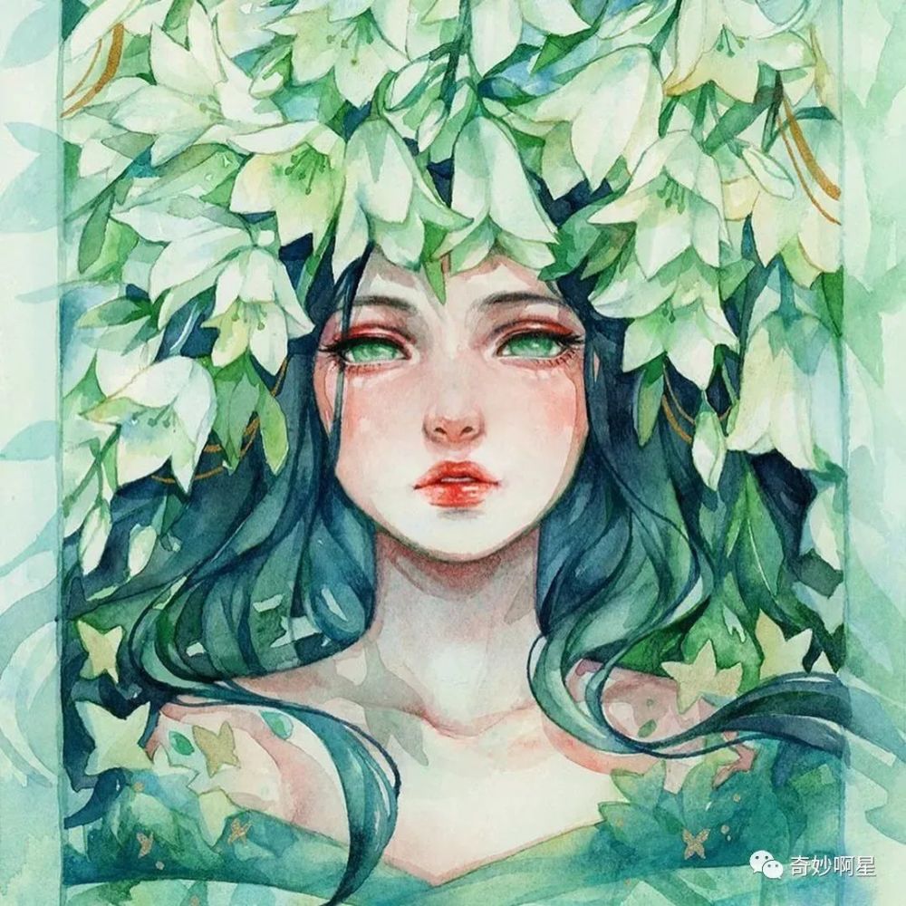 唯美水彩人物插画作品,画面美翻
