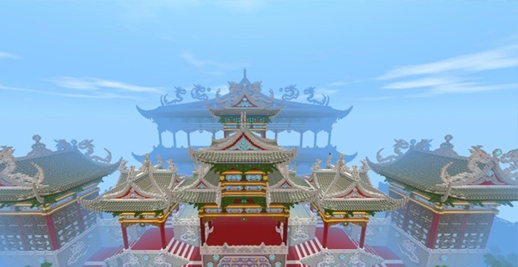 迷你世界:大神还原古风宫殿建筑,乘上白鹤体验仙人的感觉!