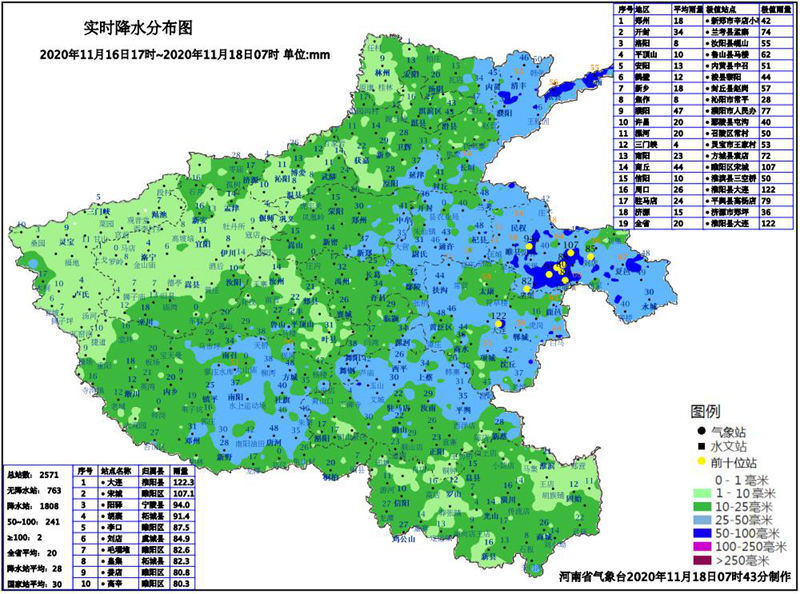 实时降水分布图 河南省气象局供图