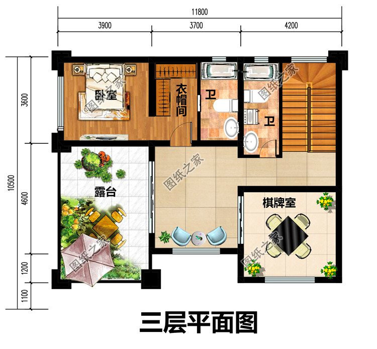 农村简单三层复式别墅设计图,第二款真大气,适合大众的好户型