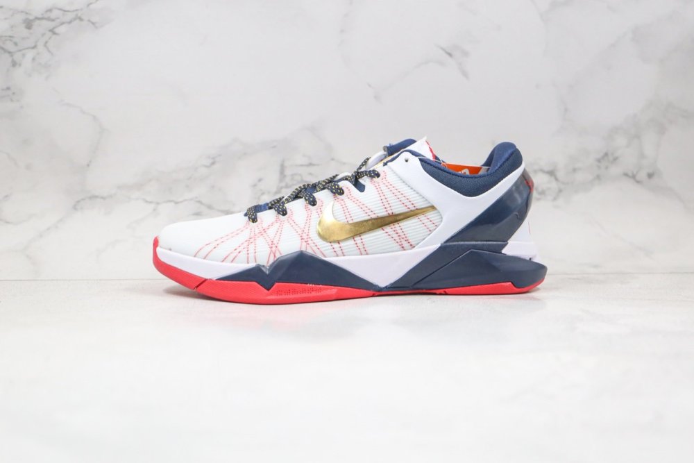 耐克nike zoom kobe vii科比7代白蓝金色篮球鞋