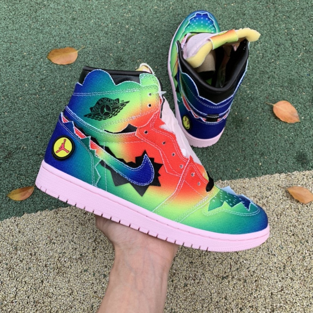 aj balvin x air jordan 1 aj1雷鬼天王联名 彩虹扎染