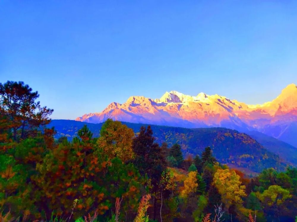 绝美!玉龙雪山再现"日照金山"奇观